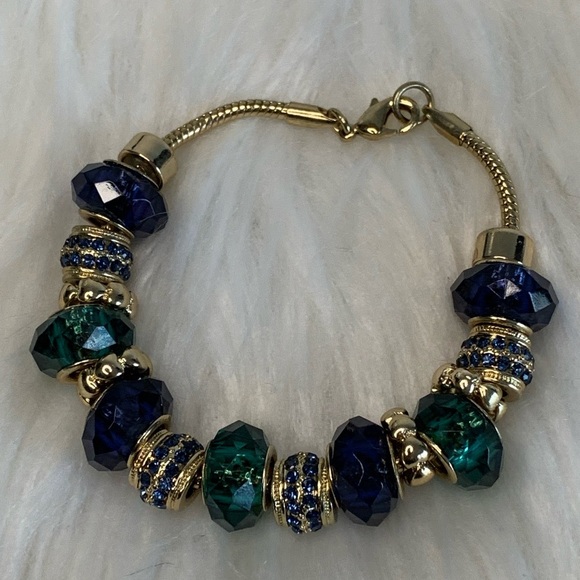 Elegant Gold and Blue/Green Bracelet - Picture 1 of 2